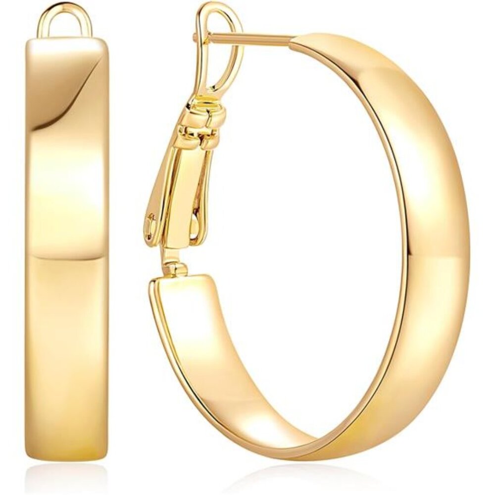 14K Gold Plated Hoop for Women Chunky Hoop Earrings Noble and Elegant Gold Women